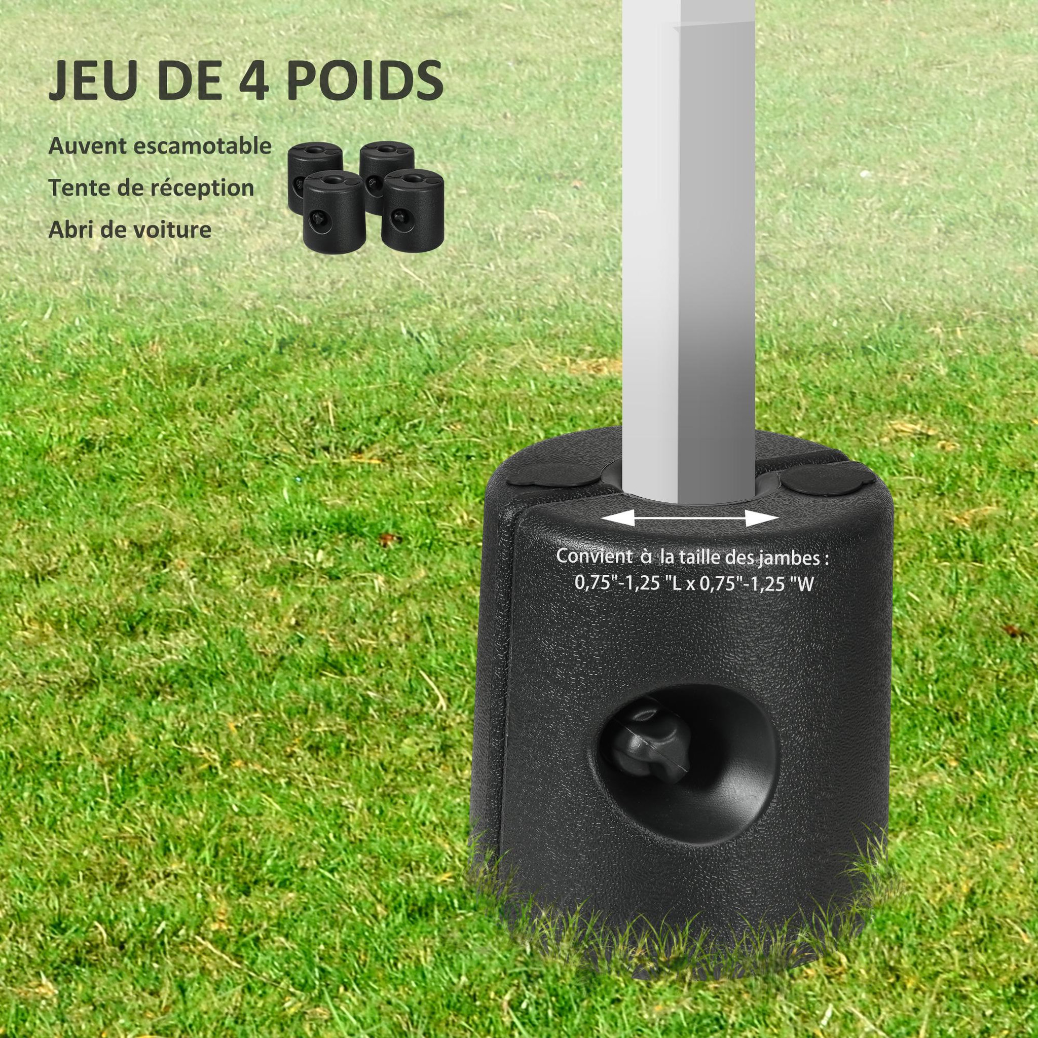 Voir la diapositive 5 : OUTSUNNY Lot de 4 poids de lestage cylindrique pour tonnelle barnum tente dim. Ø 22 / Ø 24 x 25H cm HDPE noir