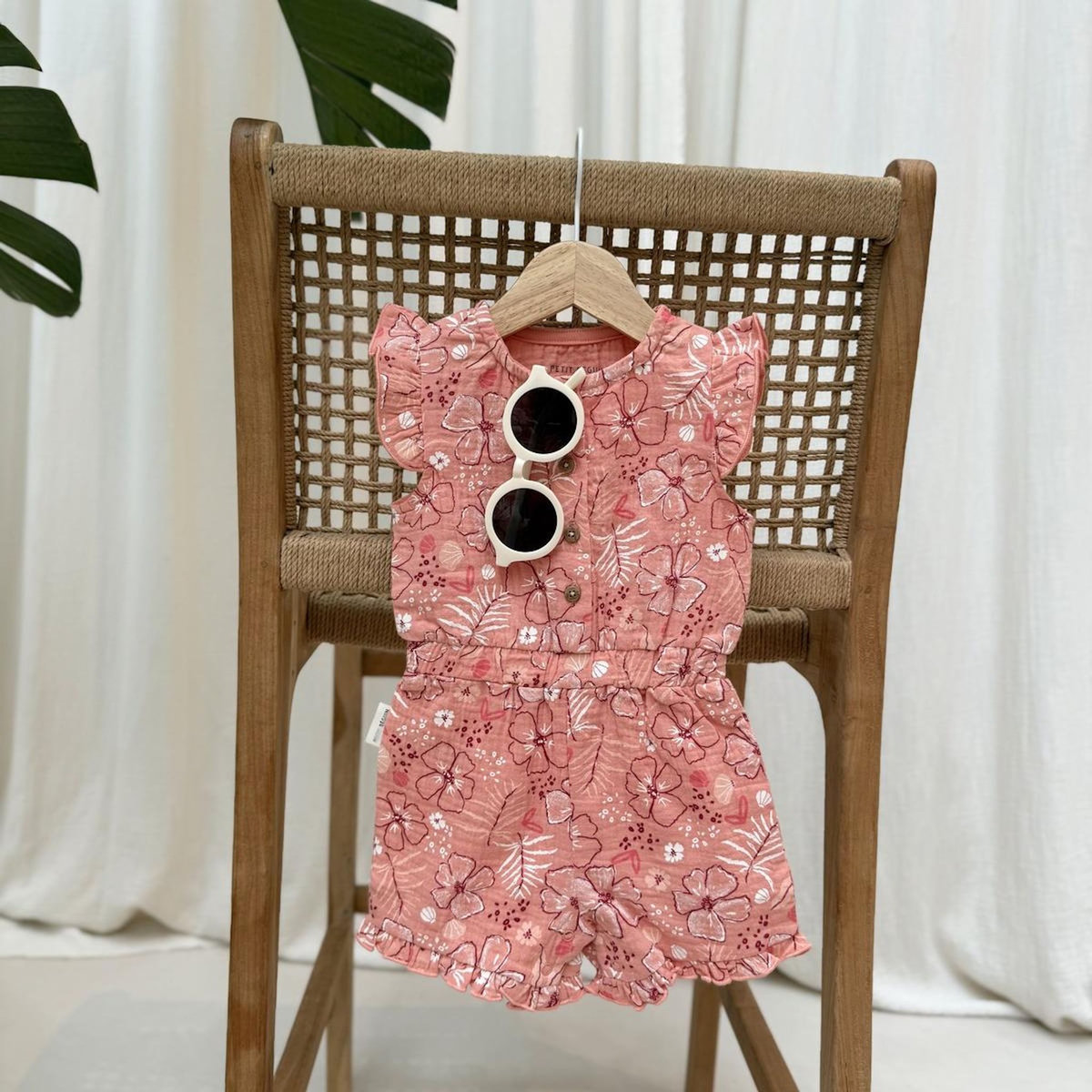 Petit Béguin Combishort bébé en gaze de coton Santa Giulia