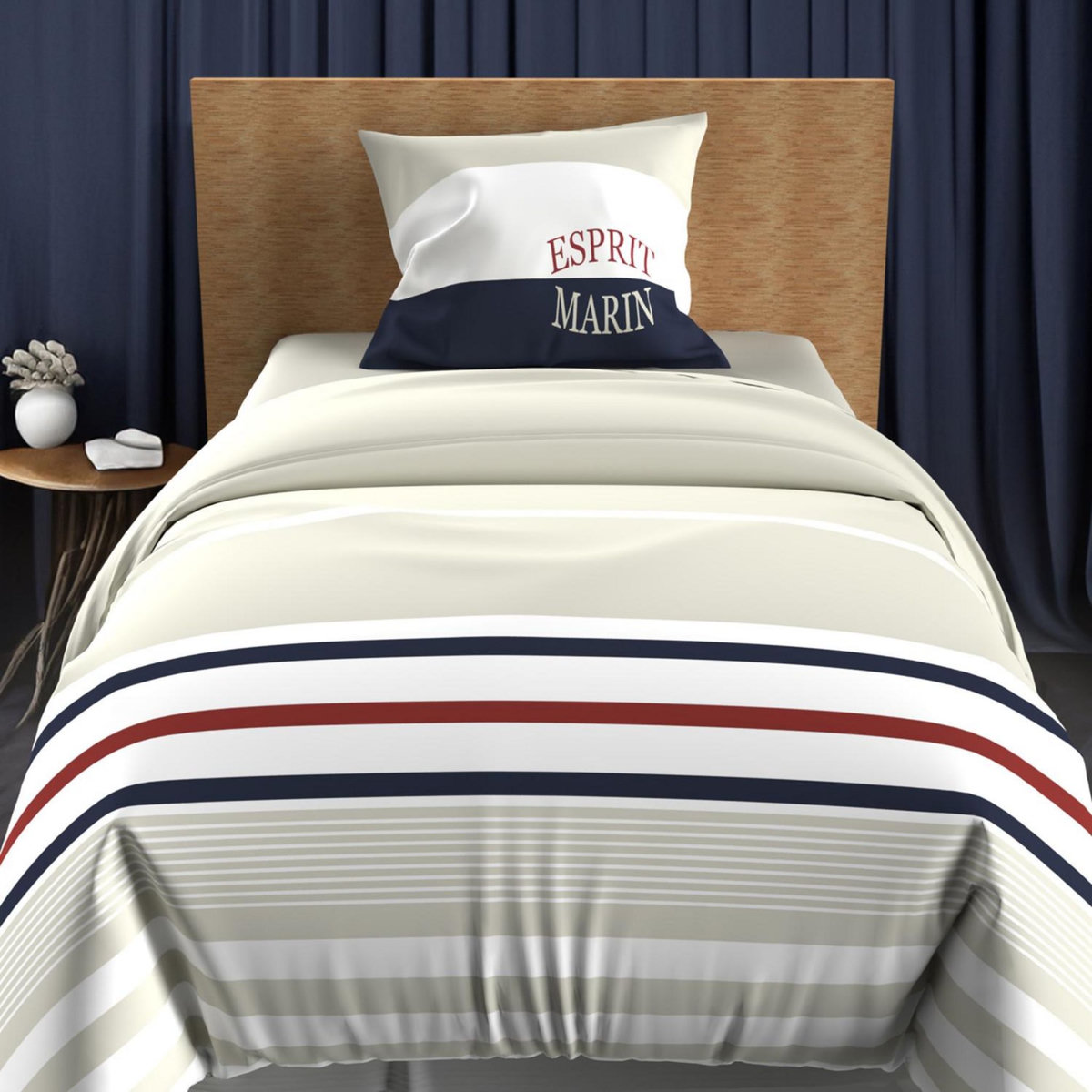 SOLEIL D'OCRE Parure housse de couette en coton 57 Fils MARIN, par Soleil d'ocre