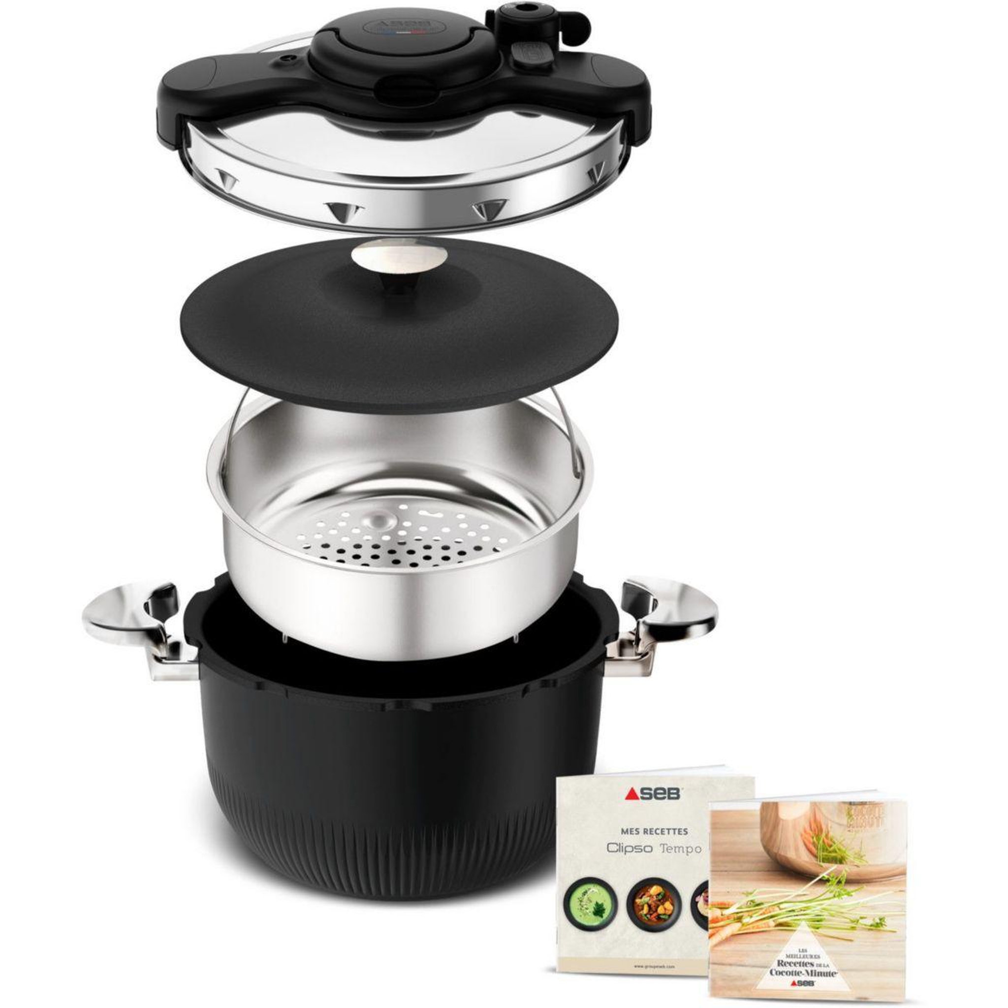 Voir la diapositive 2 : SEB Autocuiseur cocotte 3 en 1 tempo 6l noir