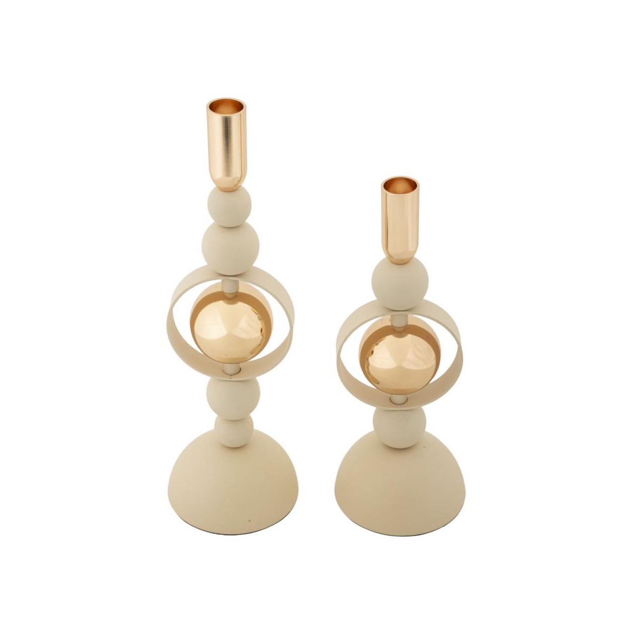 Voir la diapositive 2 : Paris Prix Lot de 2 chandeliers  saturn  33cm crème & or