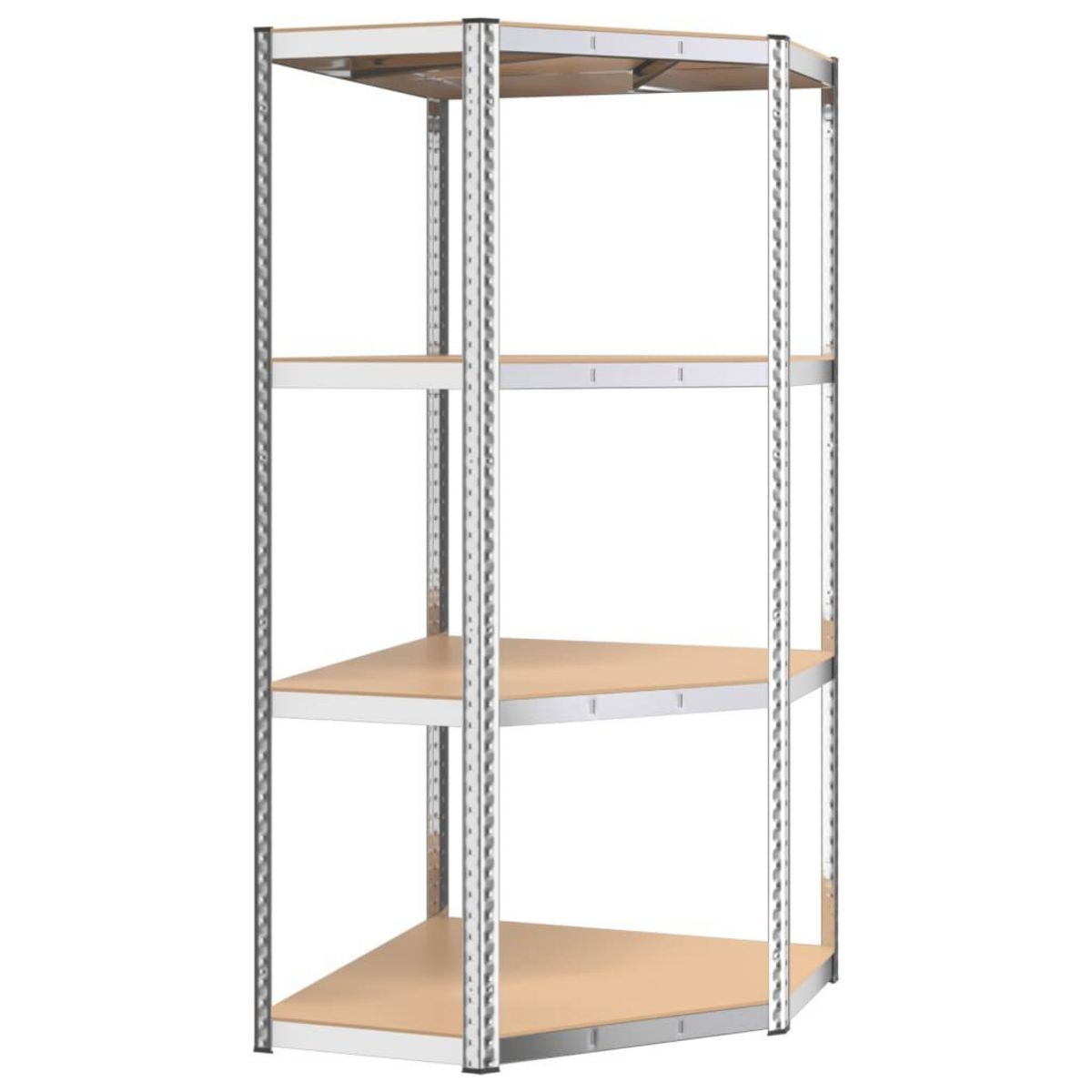 VIDAXL Etagere d'angle a 4 niveaux Argente Acier et bois d'ingenierie