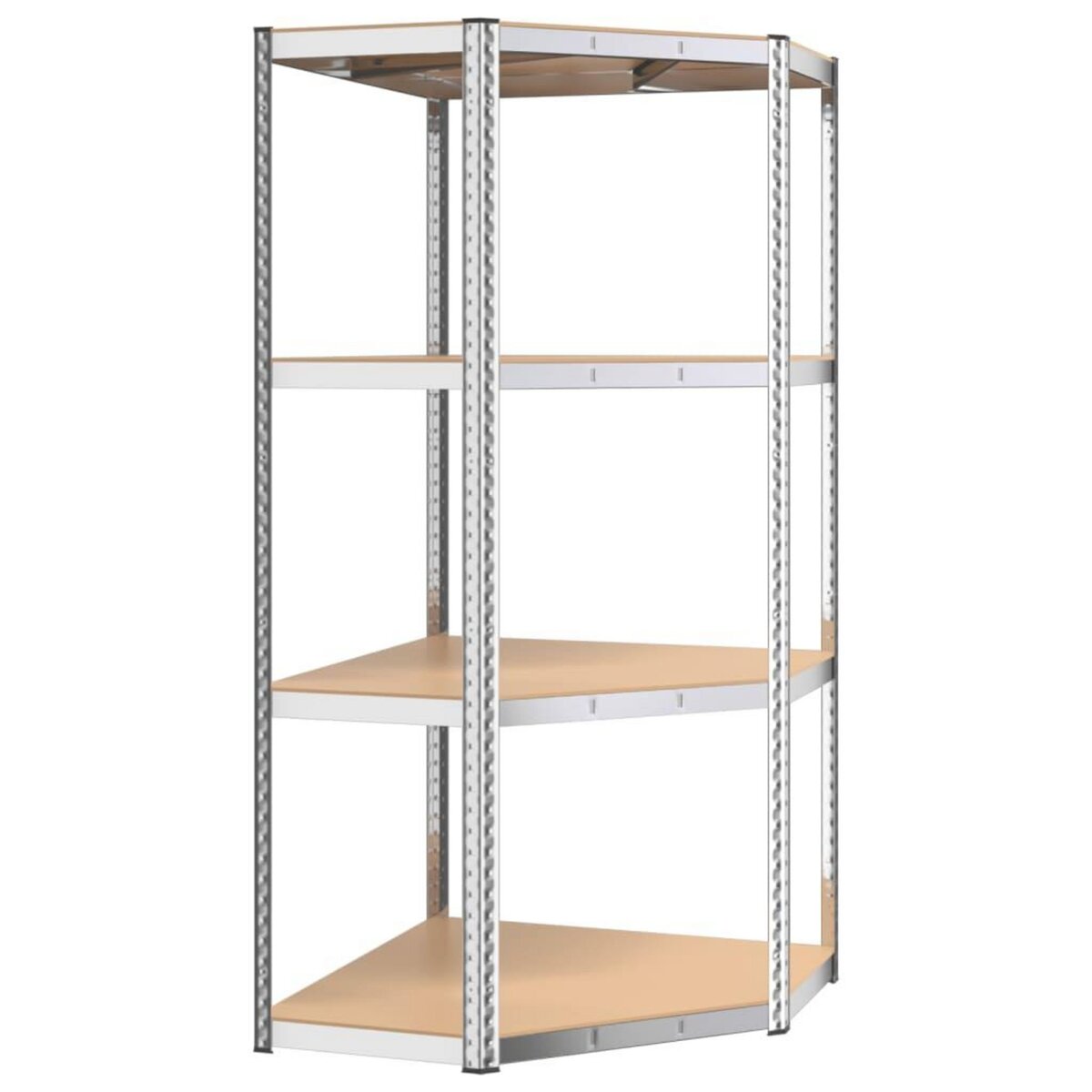 VIDAXL Etagere d'angle a 4 niveaux Argente Acier et bois d'ingenierie