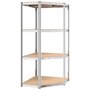 Voir la diapositive 2 : VIDAXL Etagere d'angle a 4 niveaux Argente Acier et bois d'ingenierie