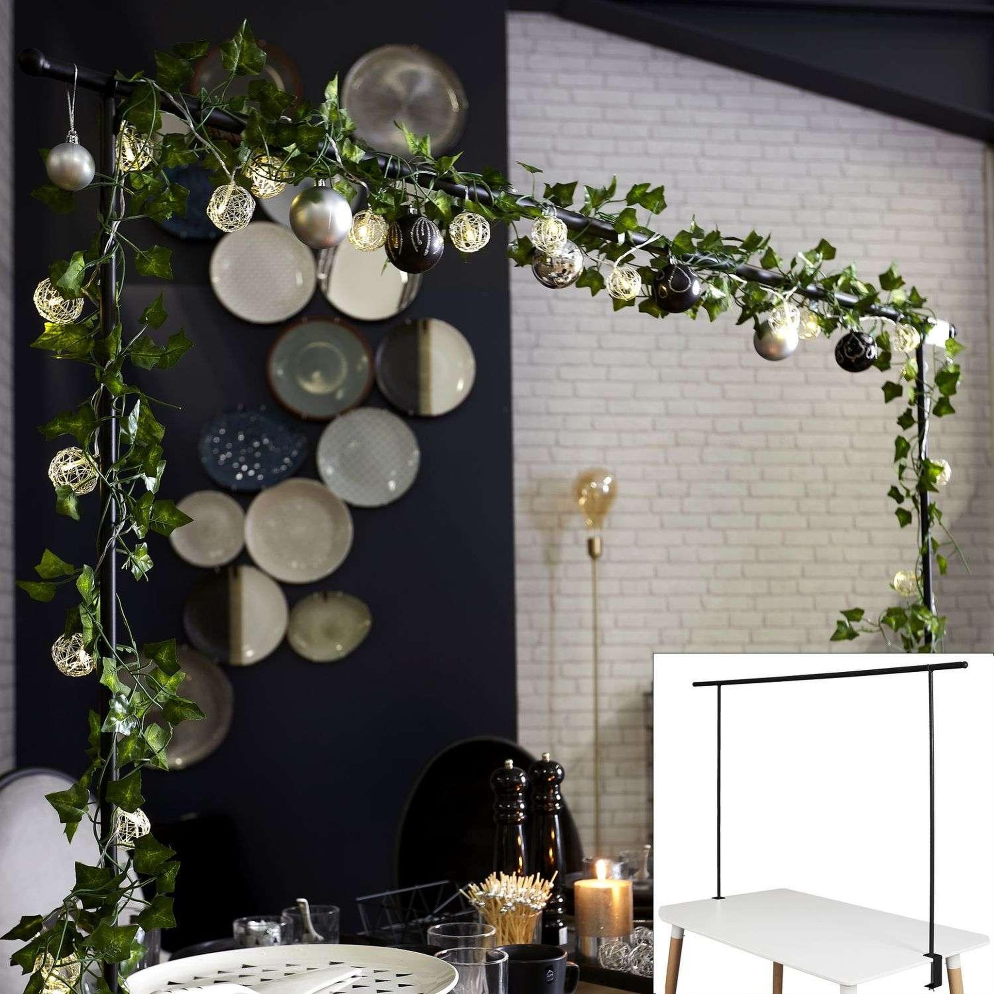 Voir la diapositive 5 : The Home Deco Factory Barre de décoration de table ajustable intérieure/extérieure l. De 139 à 250 cm x h. 90 cm - noir