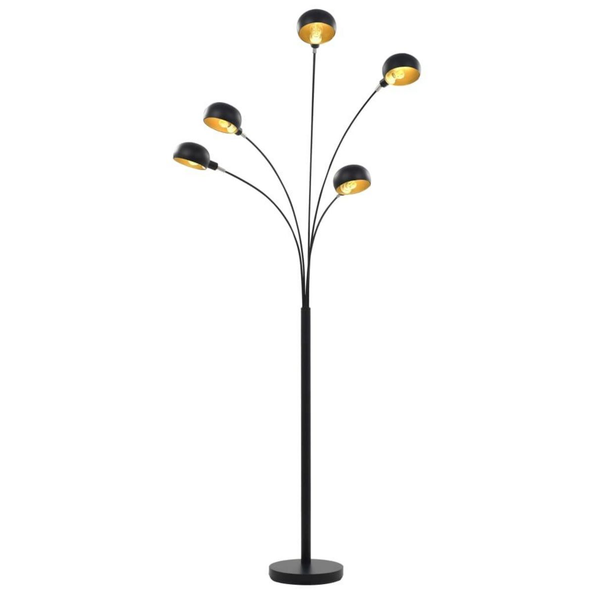 VIDAXL Lampadaire 200 cm 5 x E14 Noir et dore