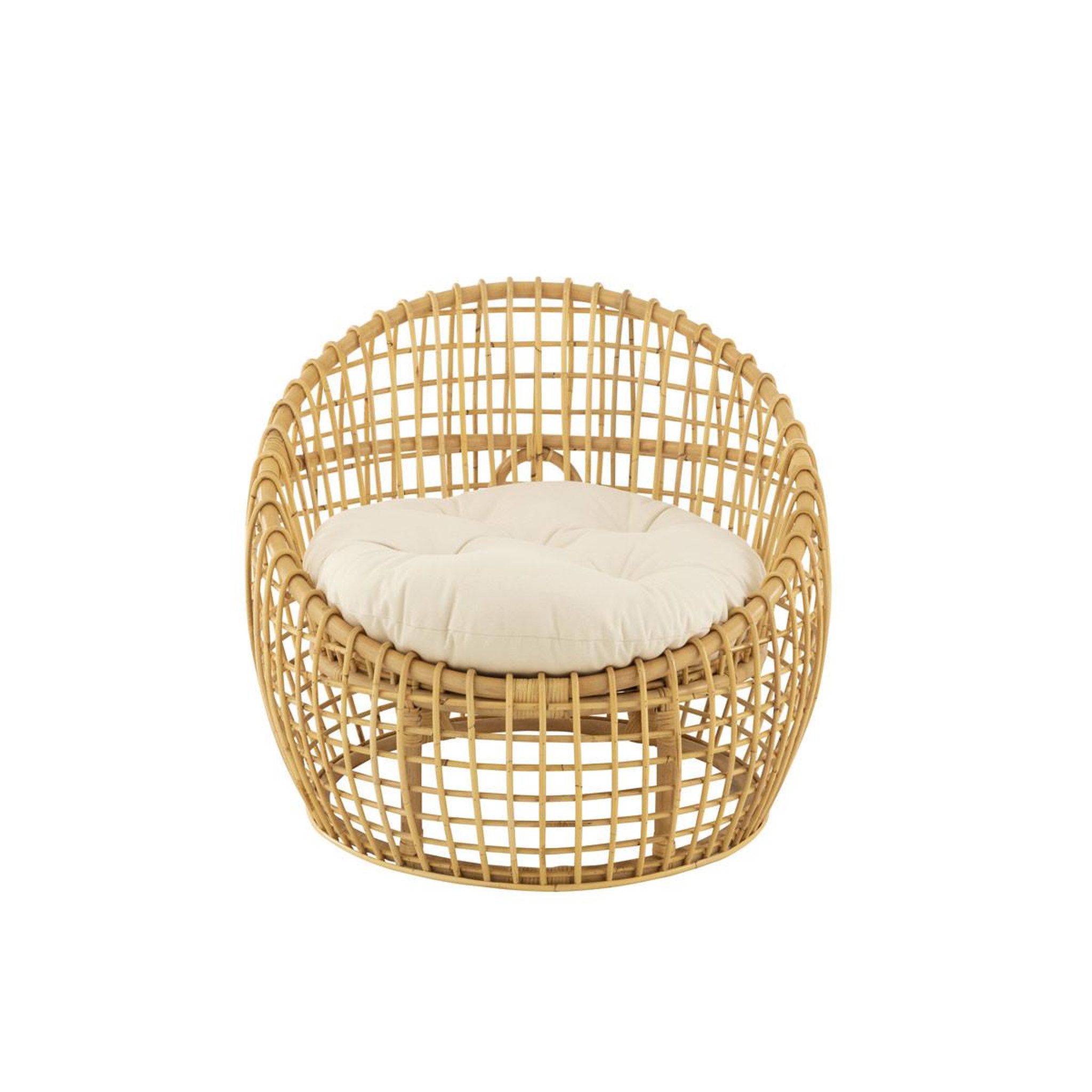 Voir la diapositive 2 : J-LINE Fauteuil en rotin & coussin  lise  84cm naturel
