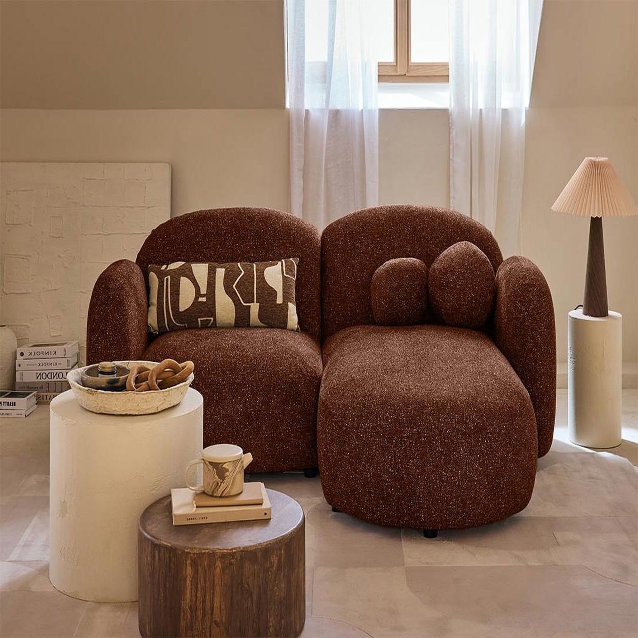 Voir la diapositive 1 : LISA DESIGN Velris - canapé d'angle droit 3 places en tissu moucheté