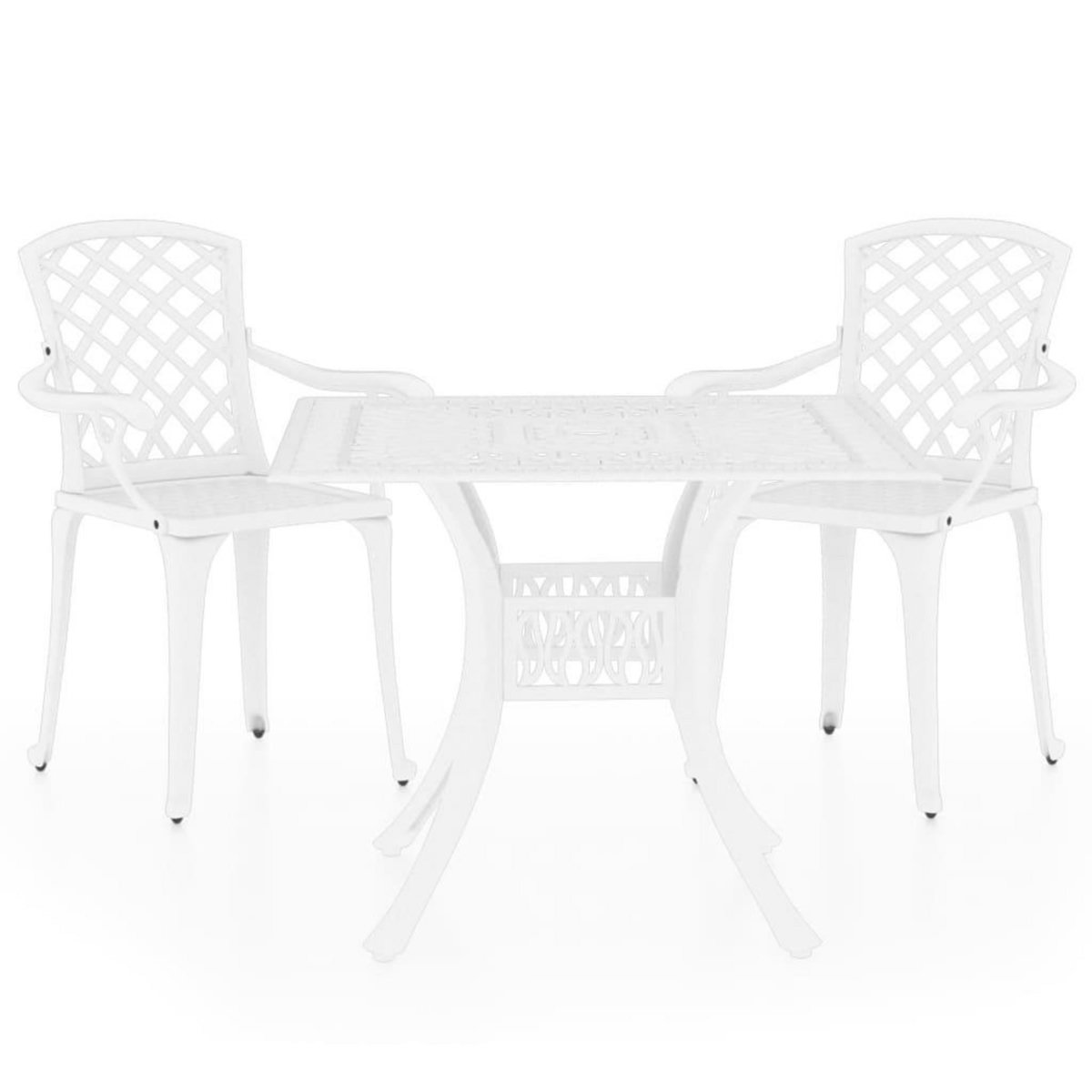 VIDAXL Ensemble de bistro 3 pcs Aluminium coule Blanc