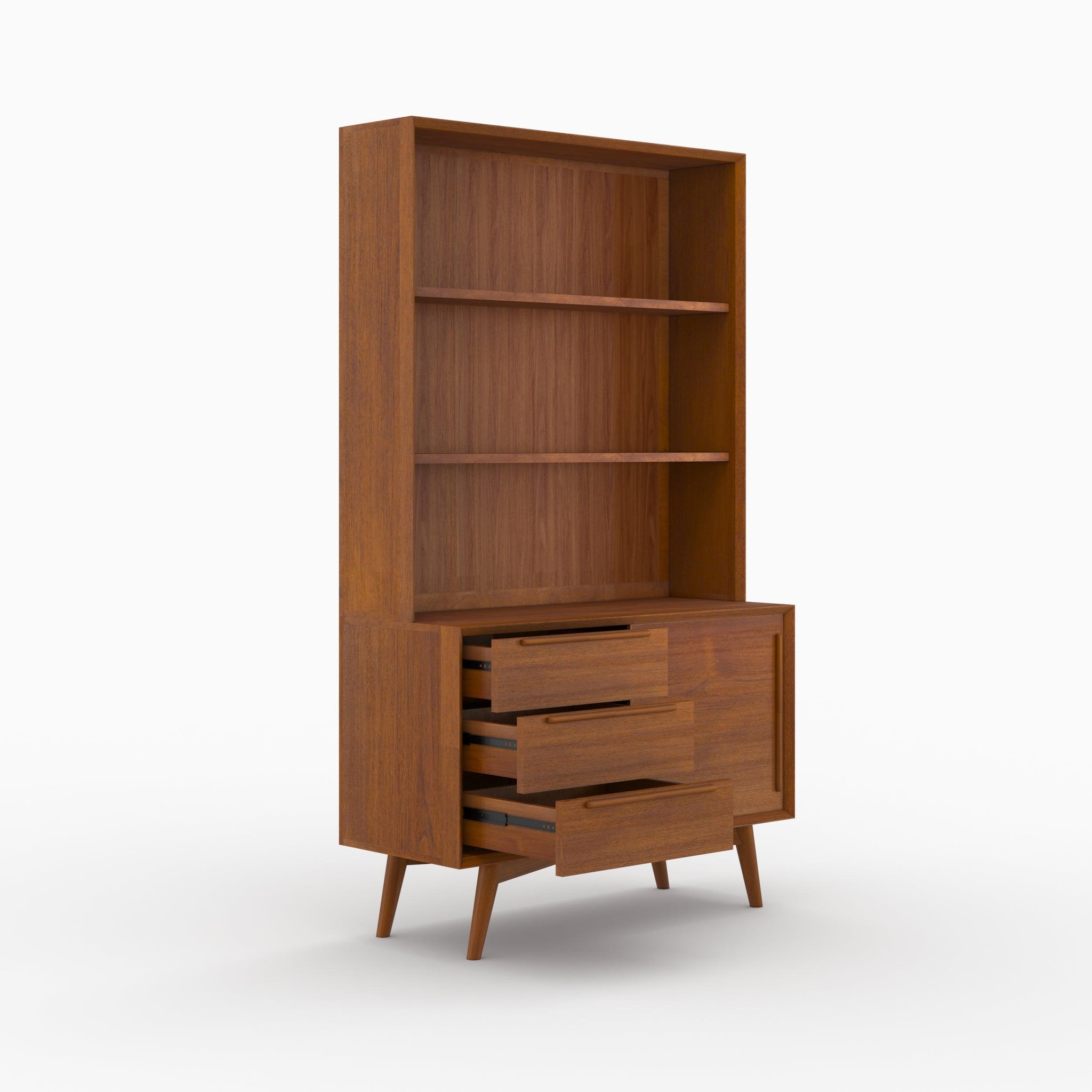 Voir la diapositive 6 : MAISON PAVANE Etagère en bois de teck, 3 niveaux, 3 tiroirs et 1 porte-waya