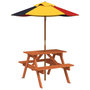 Voir la diapositive 2 : VIDAXL Table de pique-nique pour 4 enfants avec parasol bois de sapin