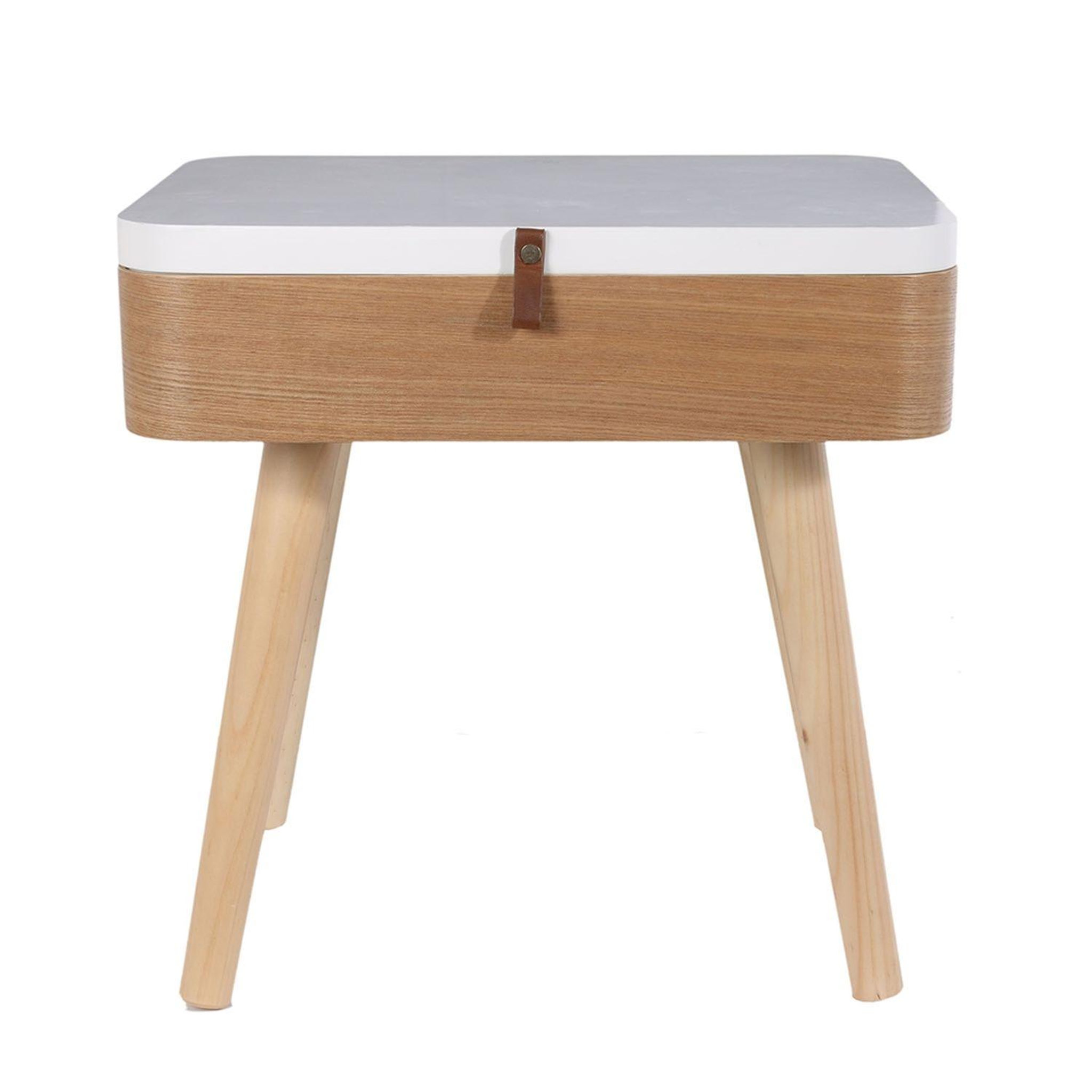 Voir la diapositive 2 : The Home Deco Factory Table de chevet vintage elin - l. 40 x h. 54 cm - blanc