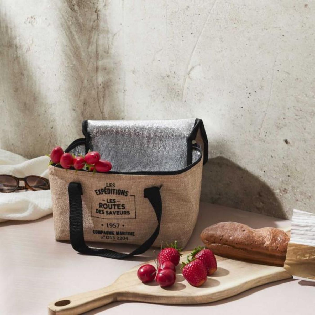 Paris Prix Lunch Bag Fraicheur Isotherme  Effet Jute  16cm Beige