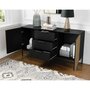 Voir la diapositive 2 : BEST MOBILIER Savanna - buffet bas - effet bois et noir - 3 tiroirs et 2 portes - 150 cm
