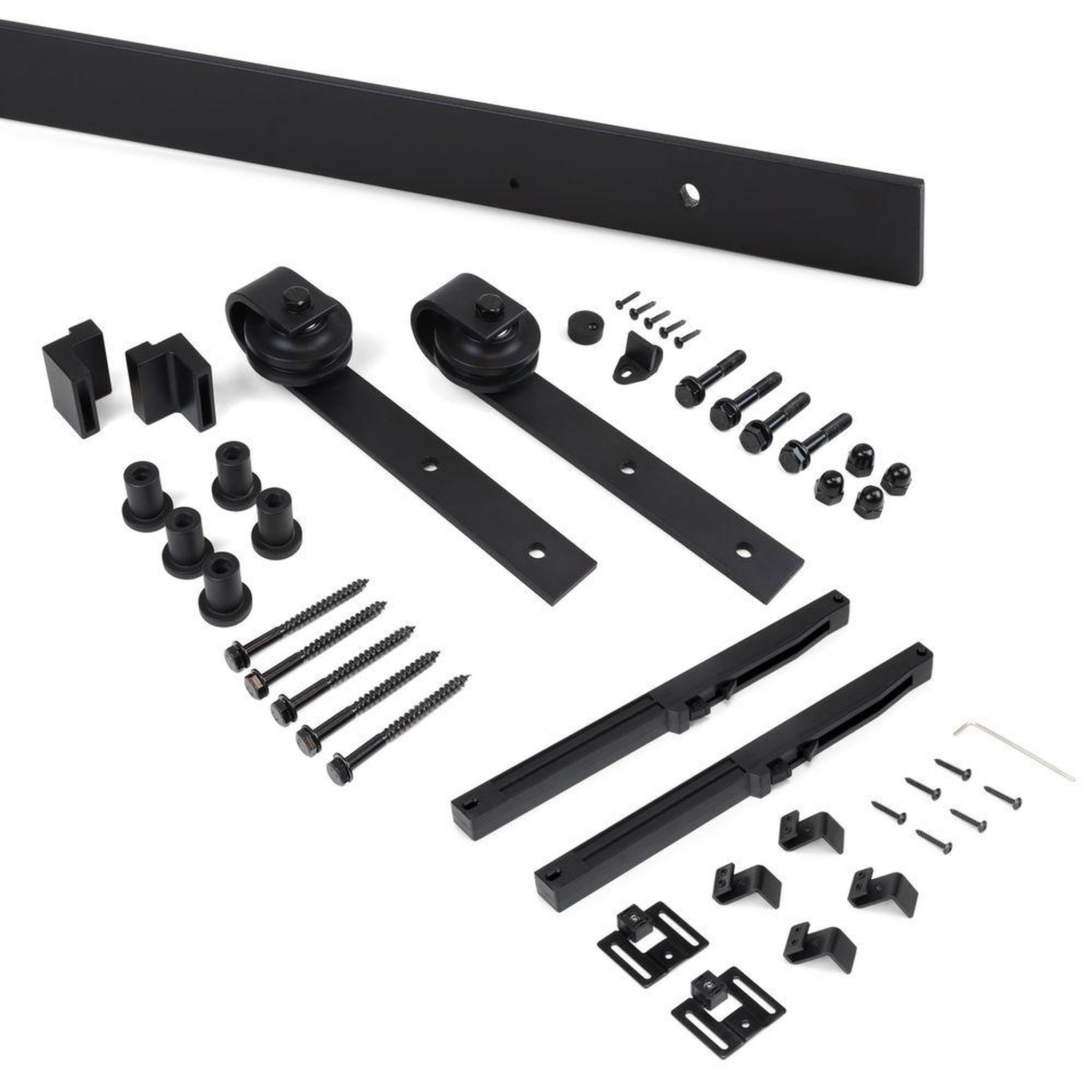 EMUCA SRL Système Barn de porte coulissante en bois suspendue, Peint en noir