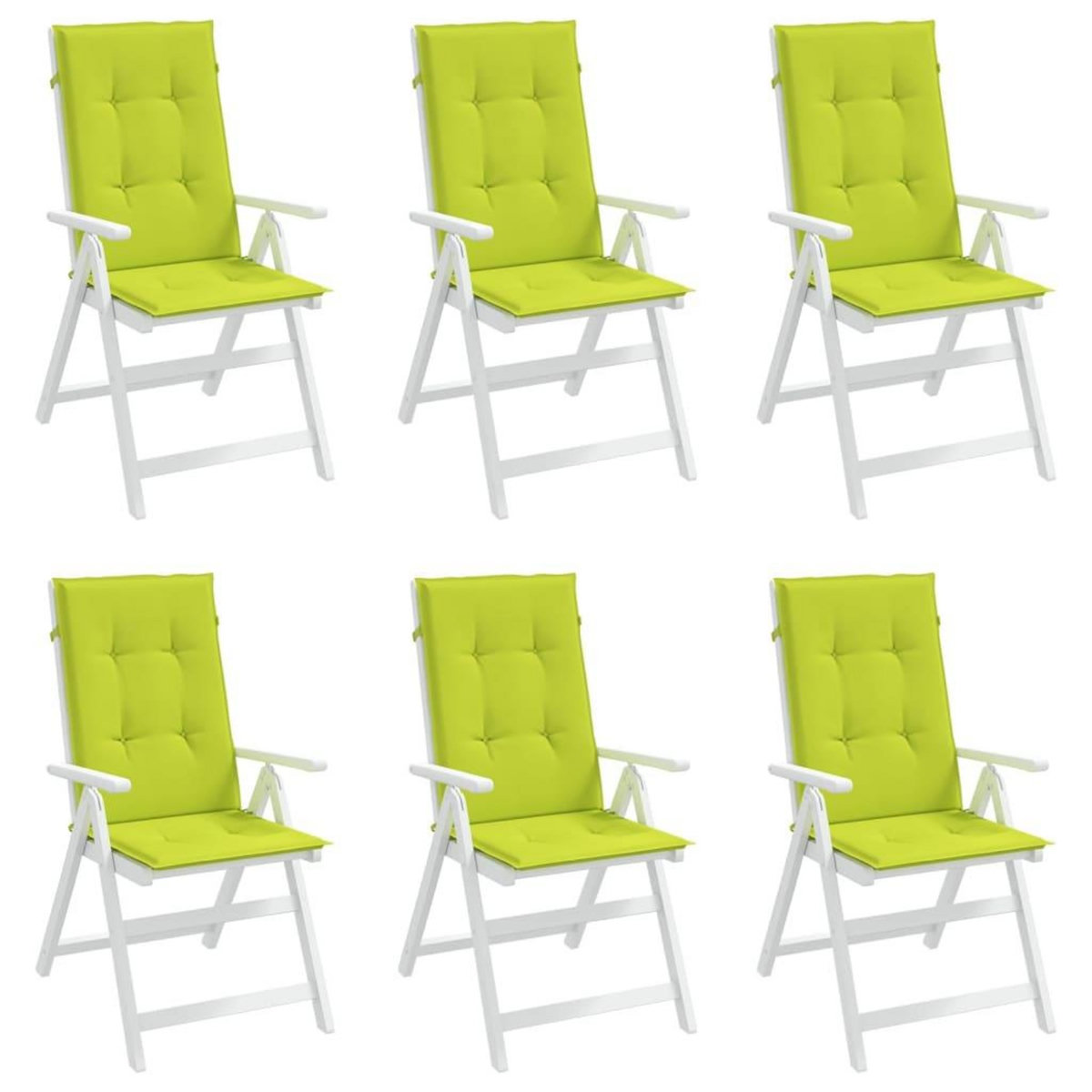 VIDAXL Coussins de chaise de jardin a dossier haut lot de 6 vert vif