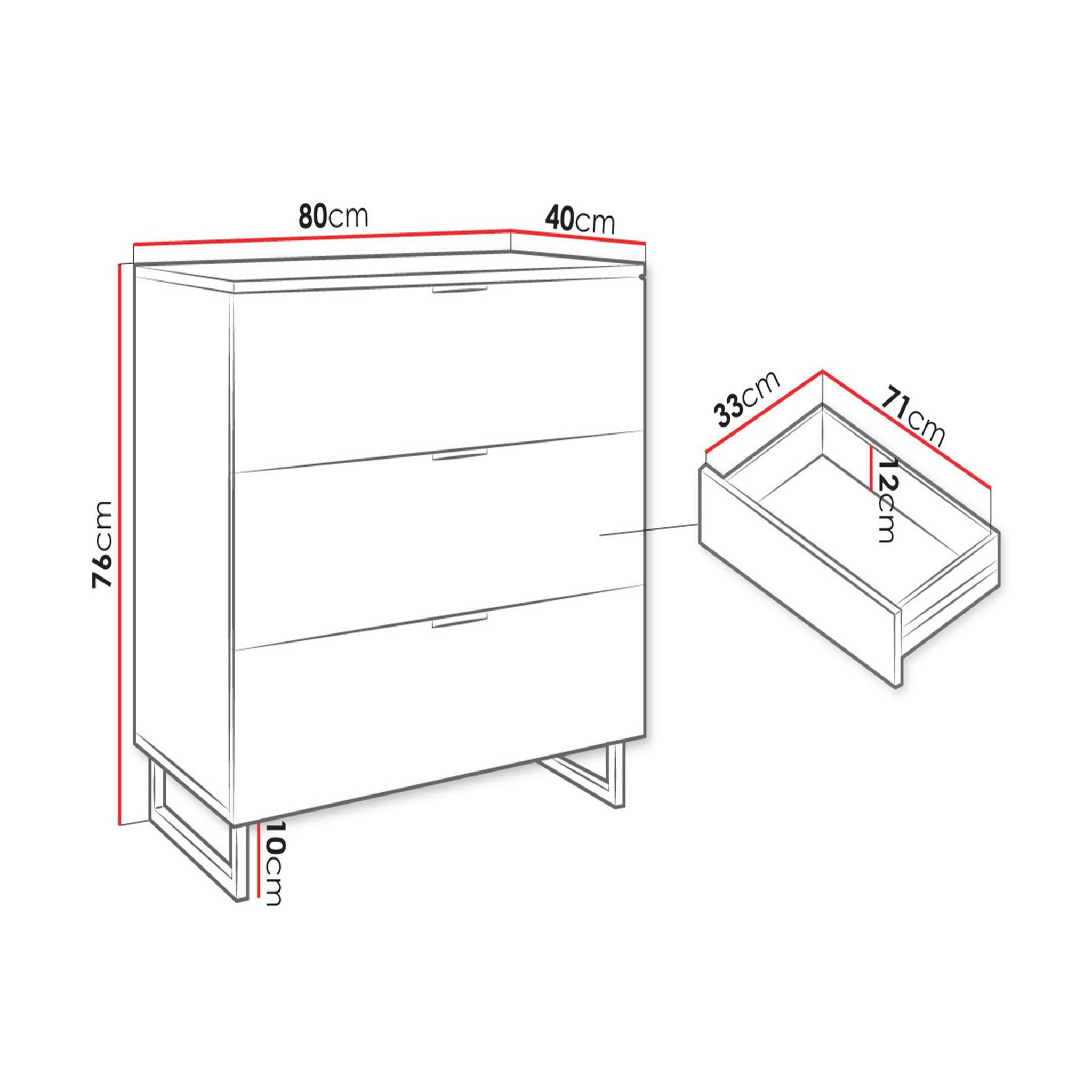 Voir la diapositive 5 : BEST MOBILIER Olympie - commode - effet bois et noir - 80 cm