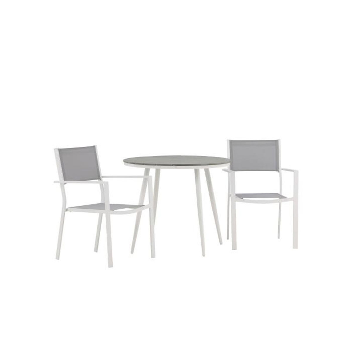 Paris Prix Ensemble Table de Jardin & 2 Chaises  Break & Copacabana  90cm Gris