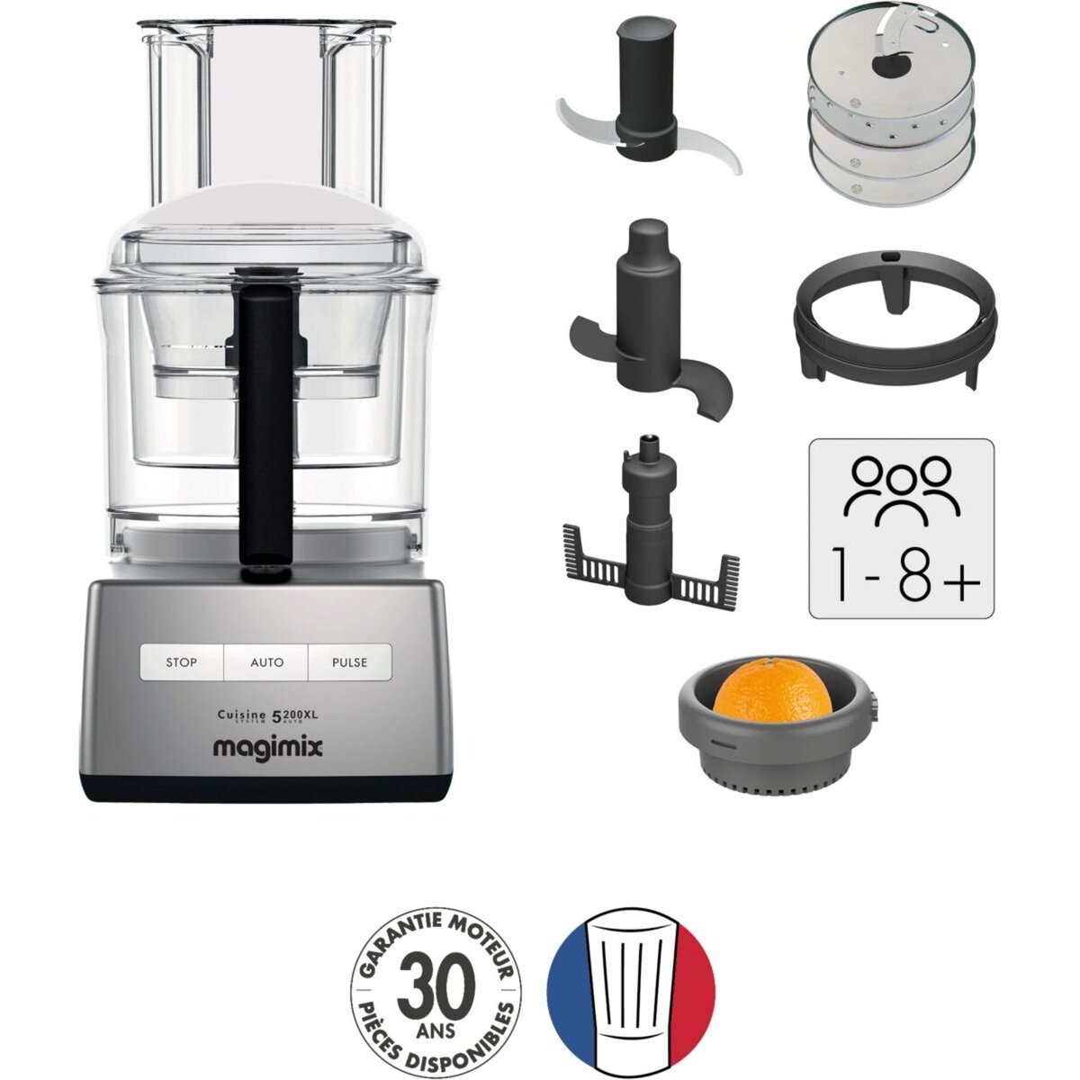 MAGIMIX Robot multifonction CS 5200 XL CHROME MAT 18591F pas cher