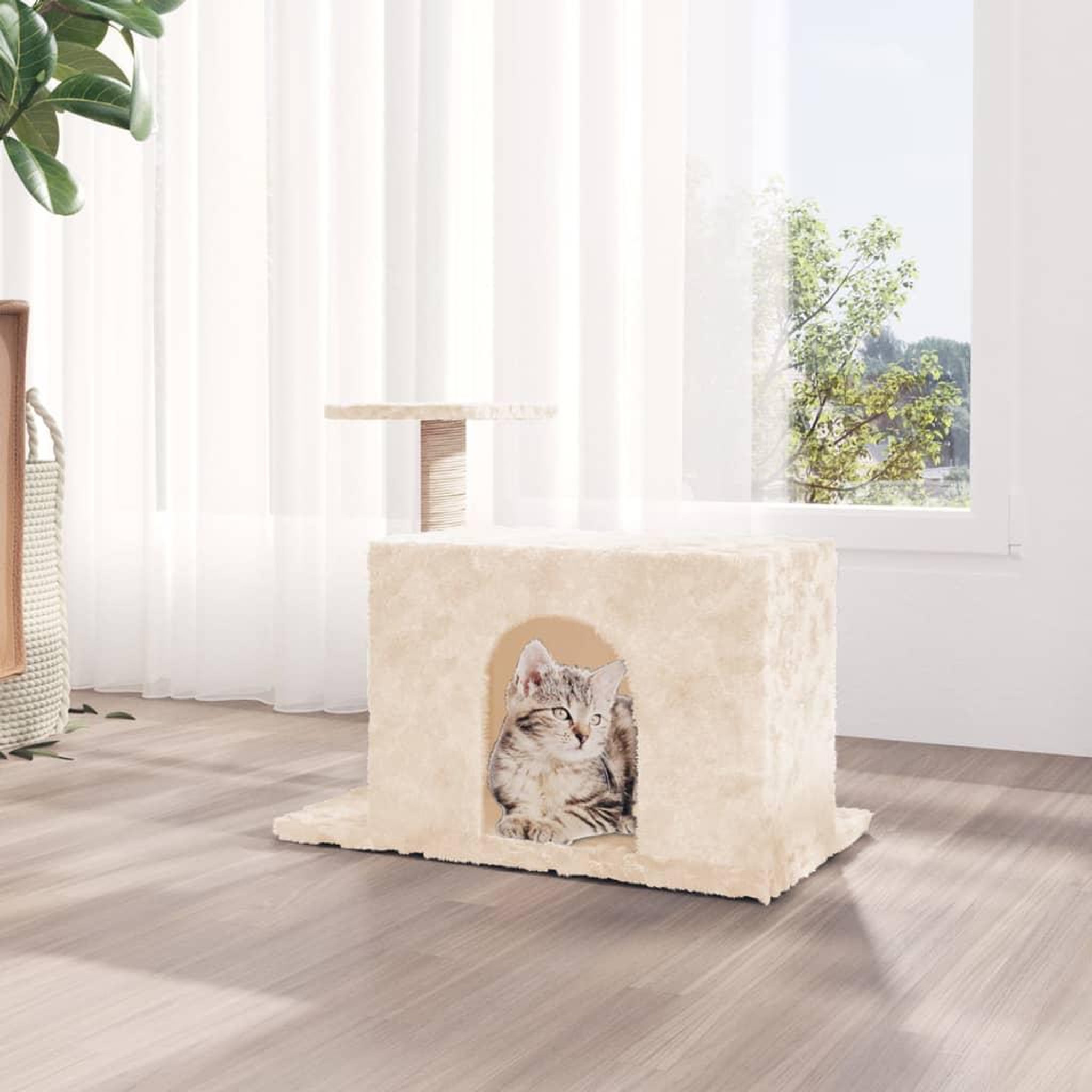 Voir la diapositive 1 : VIDAXL Arbre a chat avec griffoir en sisal Creme 51 cm