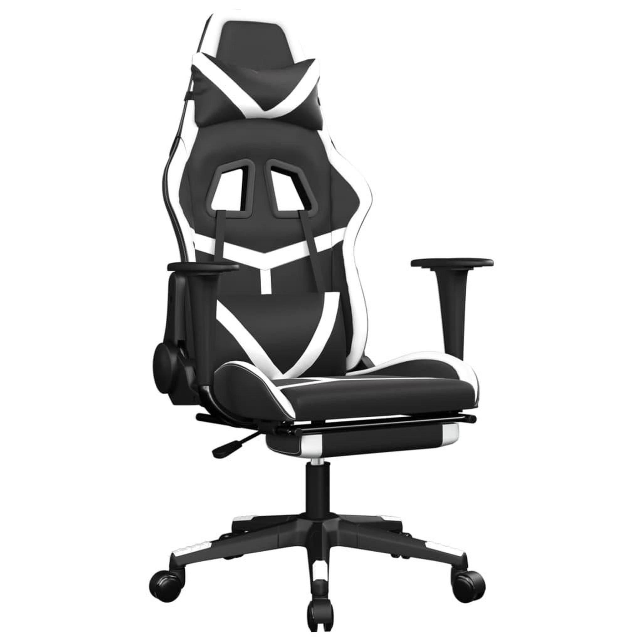 Voir la diapositive 2 : VIDAXL Chaise de jeu avec repose-pied Noir et blanc Similicuir