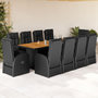 Voir la diapositive 1 : VIDAXL Ensemble a manger de jardin 11 pcs coussins noir resine tressee
