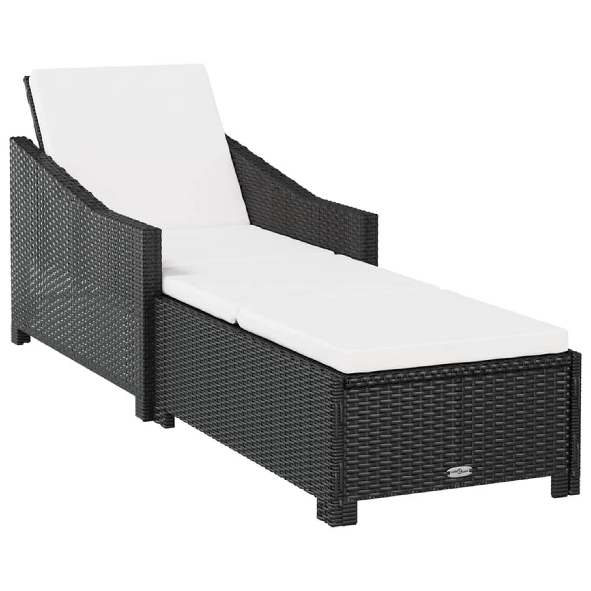 Voir la diapositive 2 : VIDAXL Chaise longue avec coussin blanc creme Resine tressee Noir