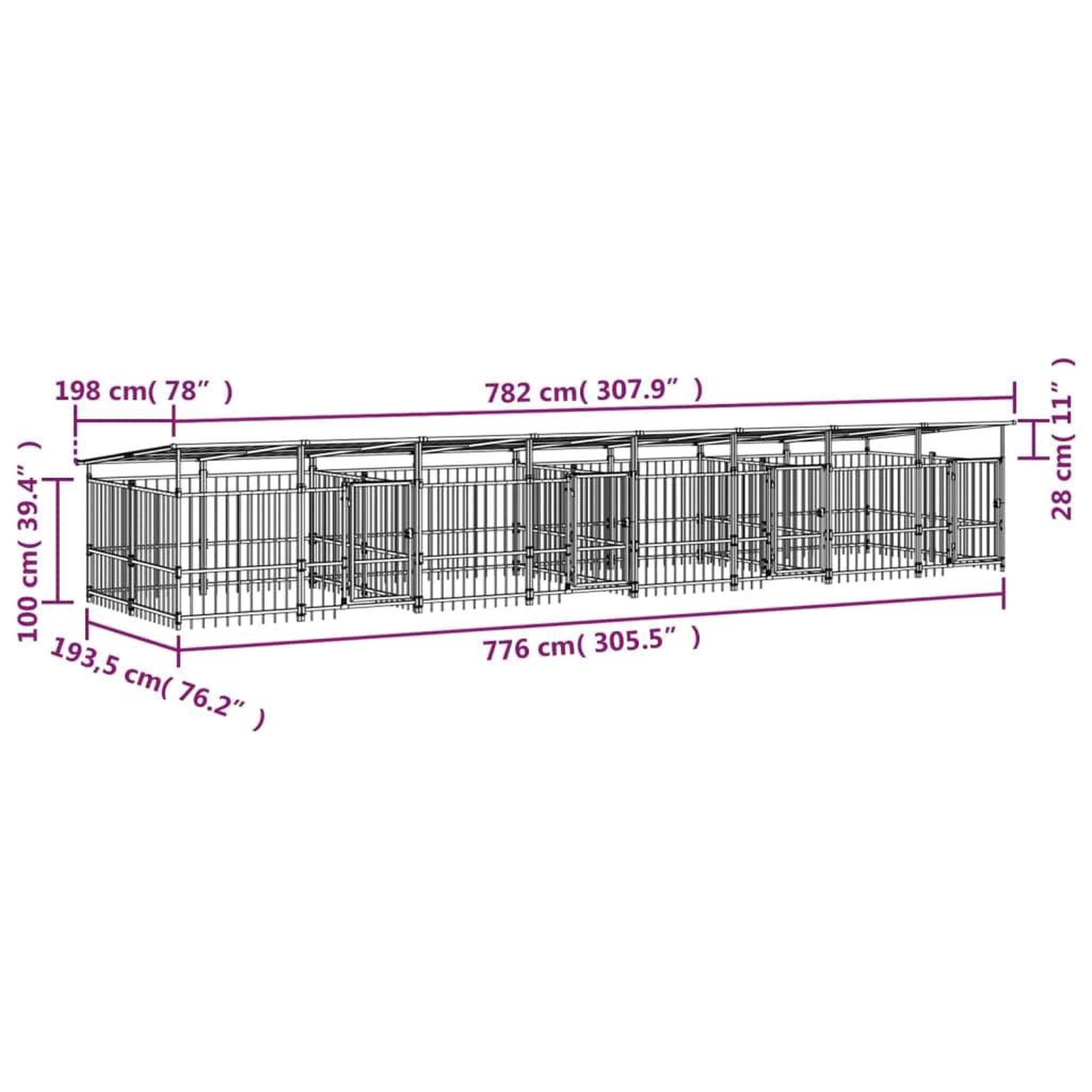 Voir la diapositive 6 : VIDAXL Chenil d'exterieur avec toit pour chiens Acier 15,02 m²