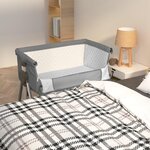 VIDAXL Lit pour bebe avec matelas Gris fonce Tissu de lin