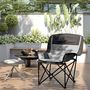 Voir la diapositive 2 : OUTSUNNY Chaise de camping pliante rembourrée - porte-gobelets, poches latérales rangement - sac transport inclus - gris noir