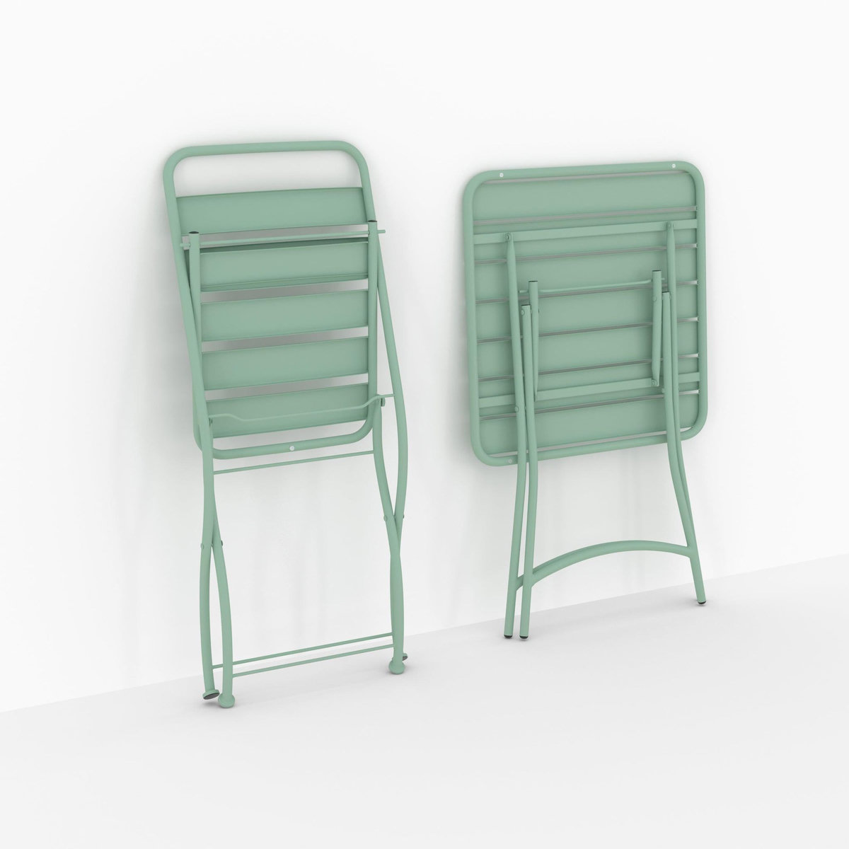Rendez vous déco Table et chaises de jardin 2 personnes en métal vert-Yumi
