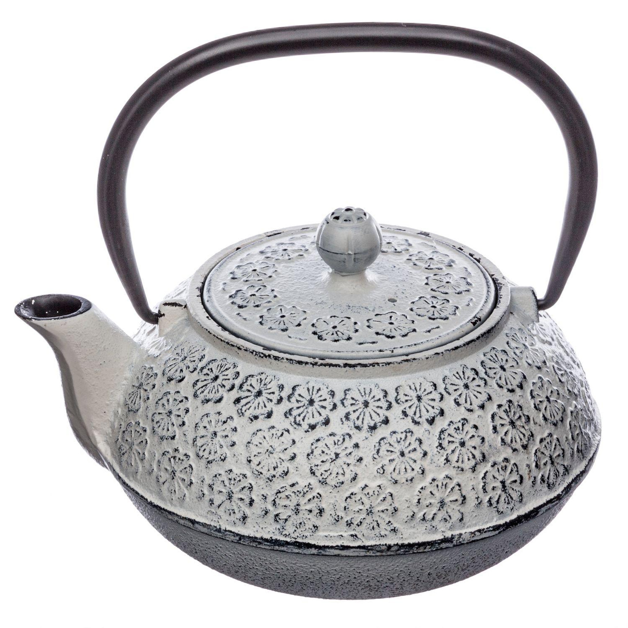 SECRET DE GOURMET Théière en fonte vintage Folk - 1000 ml - Blanc