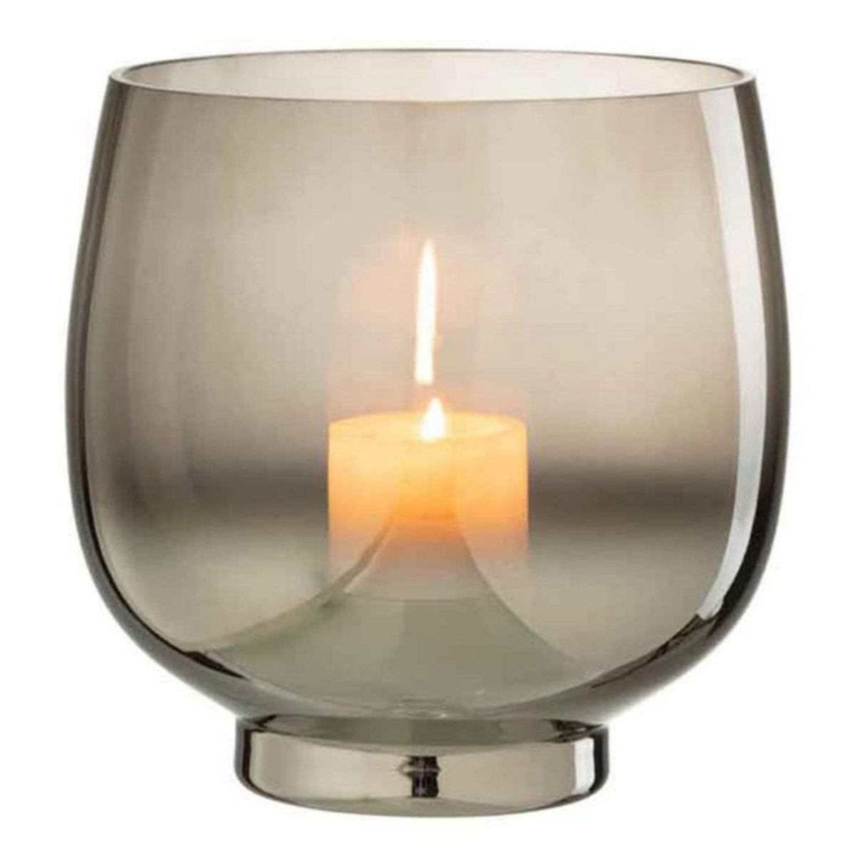 Paris Prix Photophore Rond Déco  Verre Fumé  18cm Gris