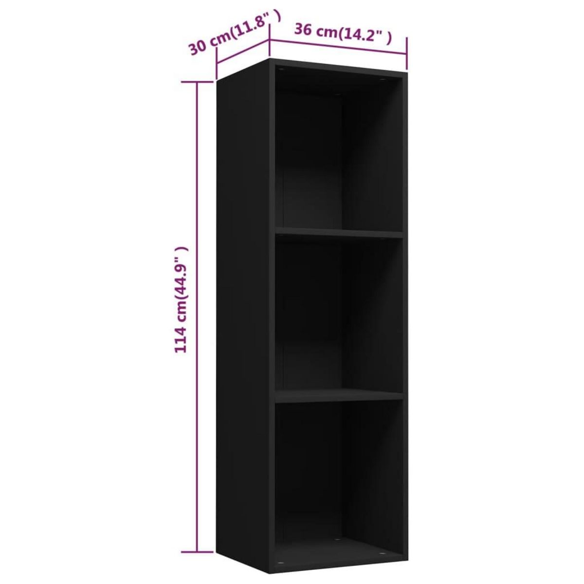 VIDAXL Bibliotheque/Meuble TV noir 36x30x114 cm bois d'ingenierie