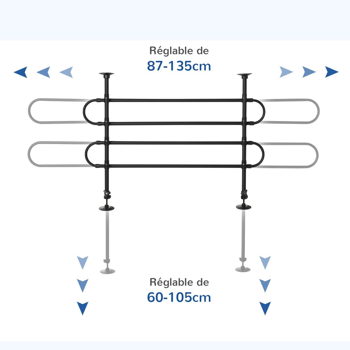 PAWHUT Barrière grille de séparation universelle voiture pour chien réglable 87-135L x 60-105H cm kit complet installation inclus noir