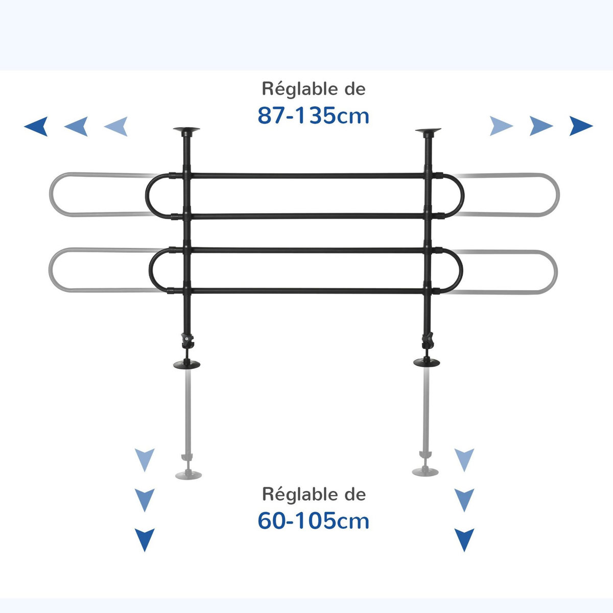 PAWHUT Barrière grille de séparation universelle voiture pour chien réglable 87-135L x 60-105H cm kit complet installation inclus noir