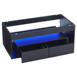 MERAX Table Basse Avec 2 Tiroirs Et LED Noir