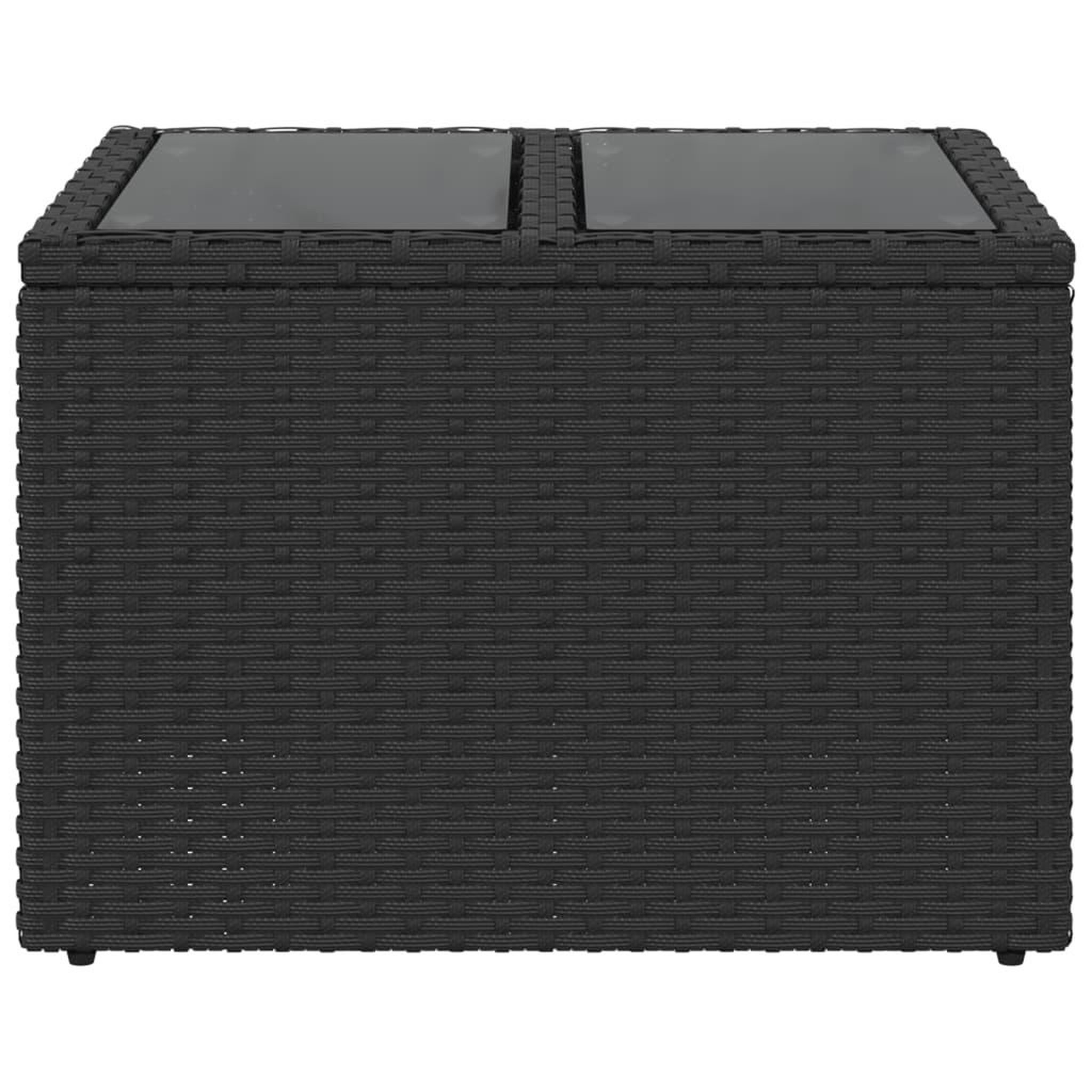 Voir la diapositive 4 : VIDAXL Table de jardin dessus en verre noir 55x55x37 cm resine tressee