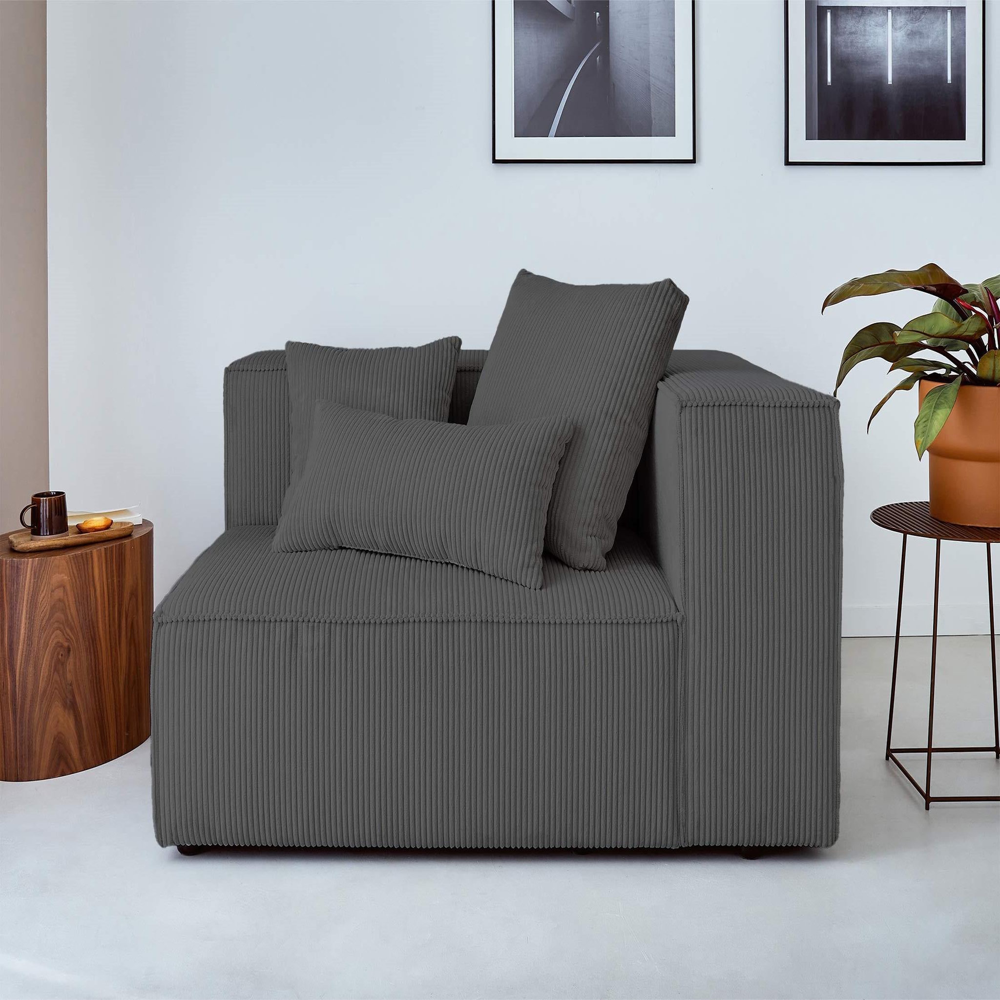 Voir la diapositive 2 : LISA DESIGN Colombine - module d'assise droit - en velours côtelé