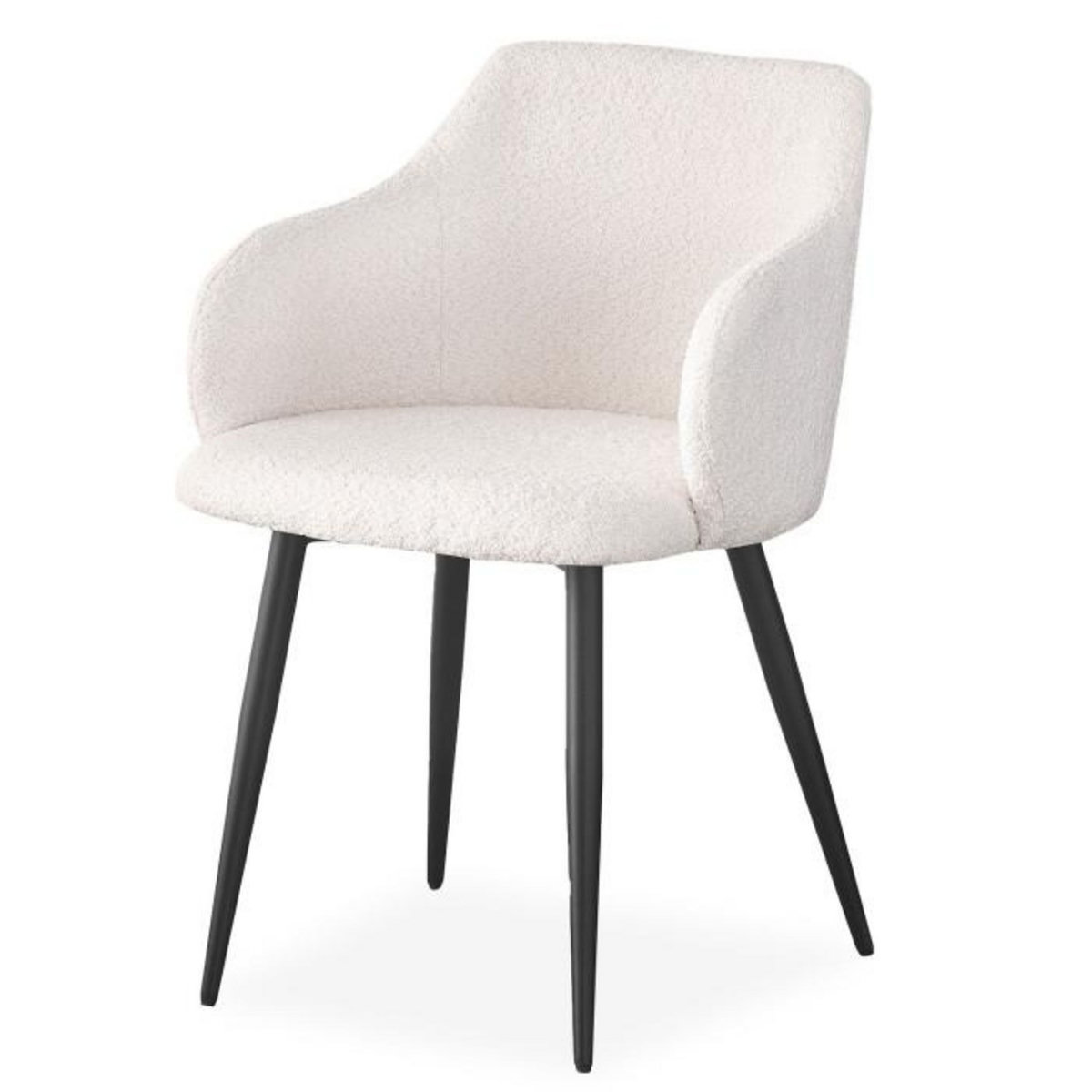 Paris Prix Lot de 8 Chaises Tissu Bouclette  Valeria  79cm Crème & Noir