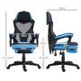 Voir la diapositive 3 : HOMCOM Fauteuil gaming chaise gamer dossier et hauteur réglable roulettes pivotantes repose-pied tissu maille bleu noir