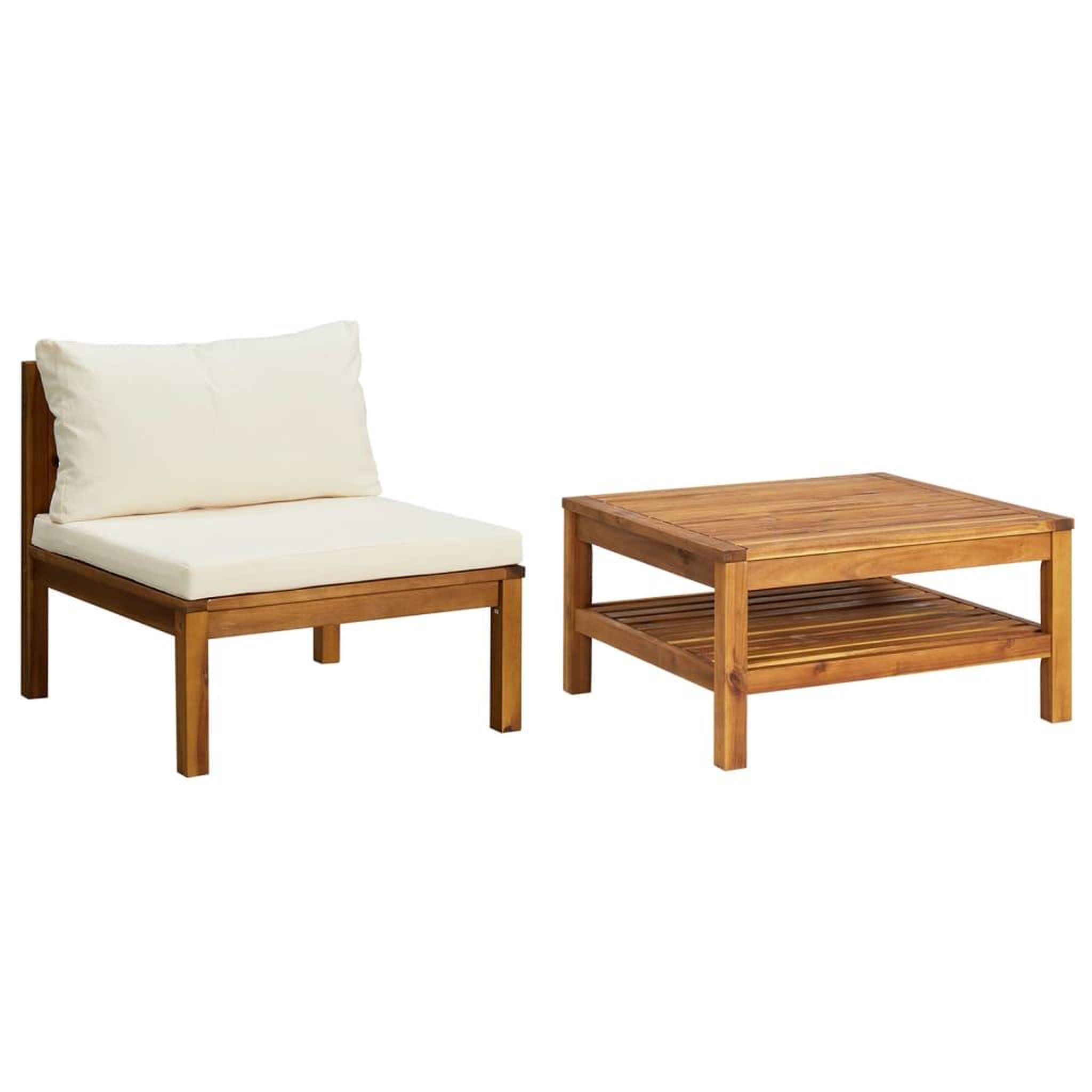 Voir la diapositive 2 : VIDAXL Ensemble de canapes 2 pcs et coussins blanc creme Acacia solide