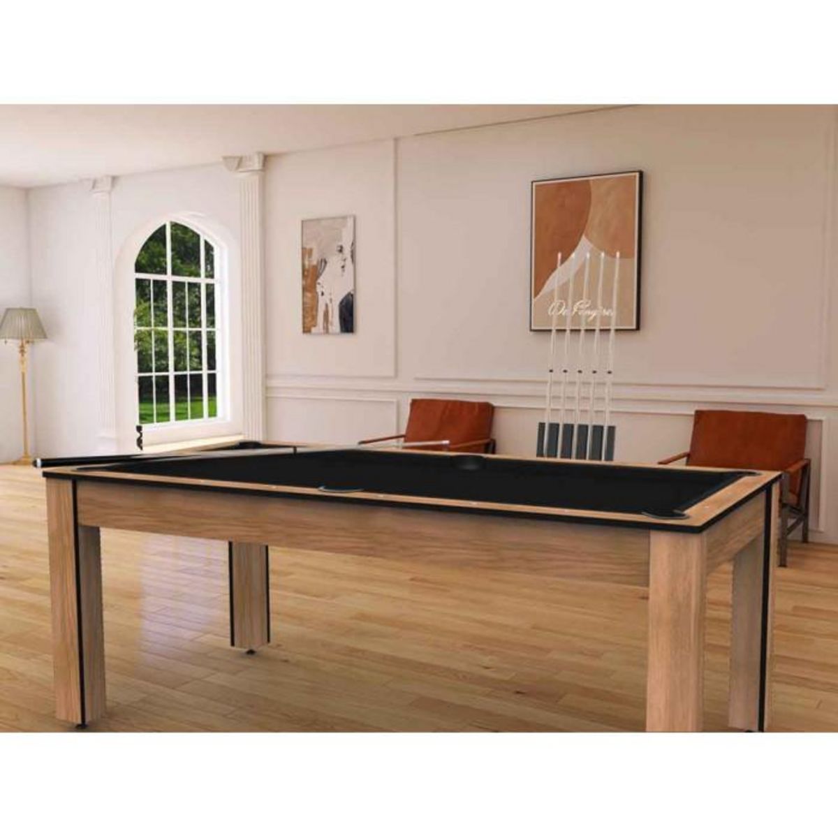 Paris Prix Table de Billard Convertible  Oregon  213cm Hêtre & Noir
