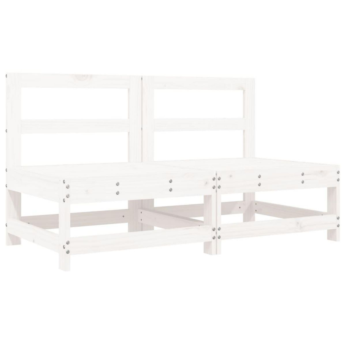 VIDAXL Canapes centraux avec coussins 2 pcs blanc bois de pin massif