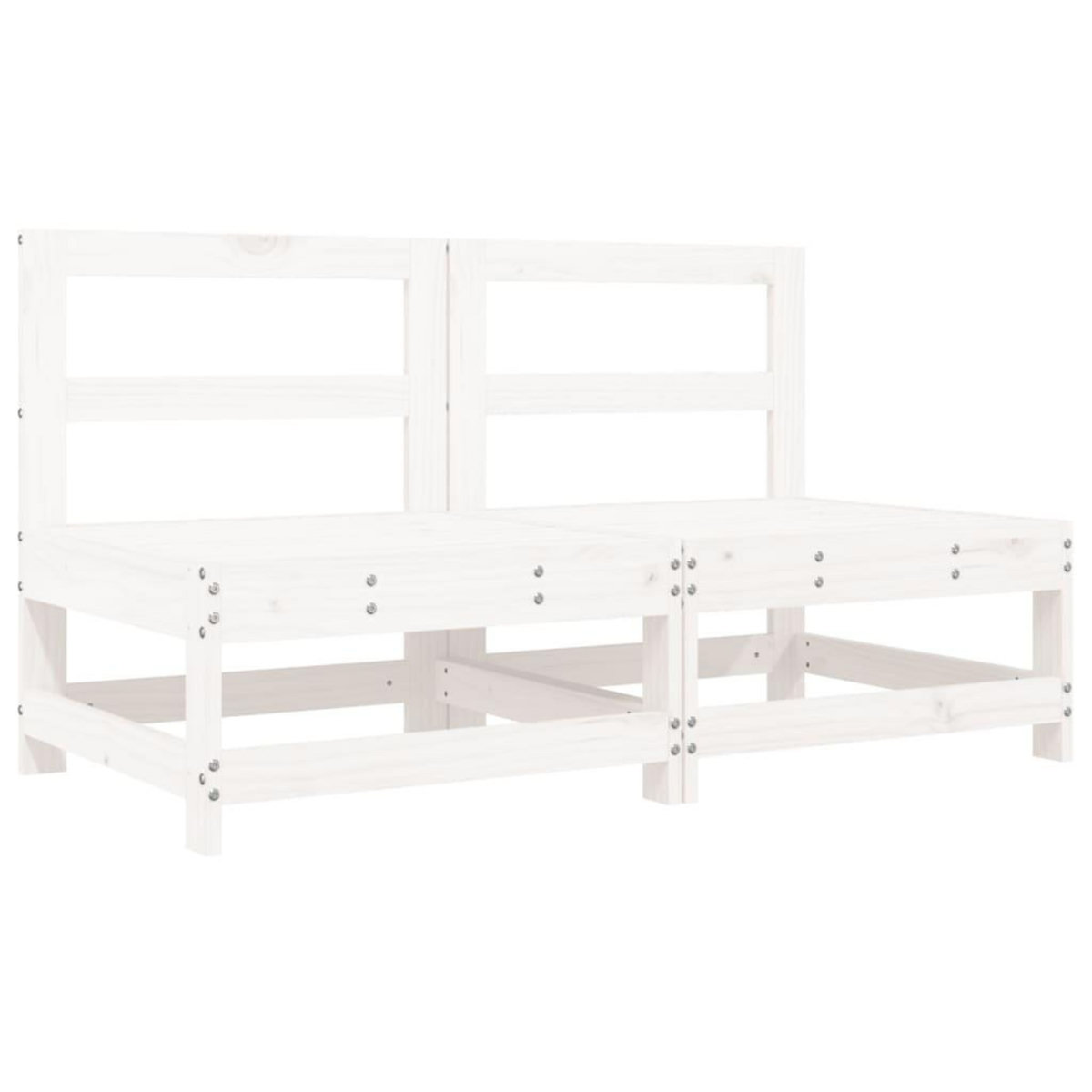 VIDAXL Canapes centraux avec coussins 2 pcs blanc bois de pin massif