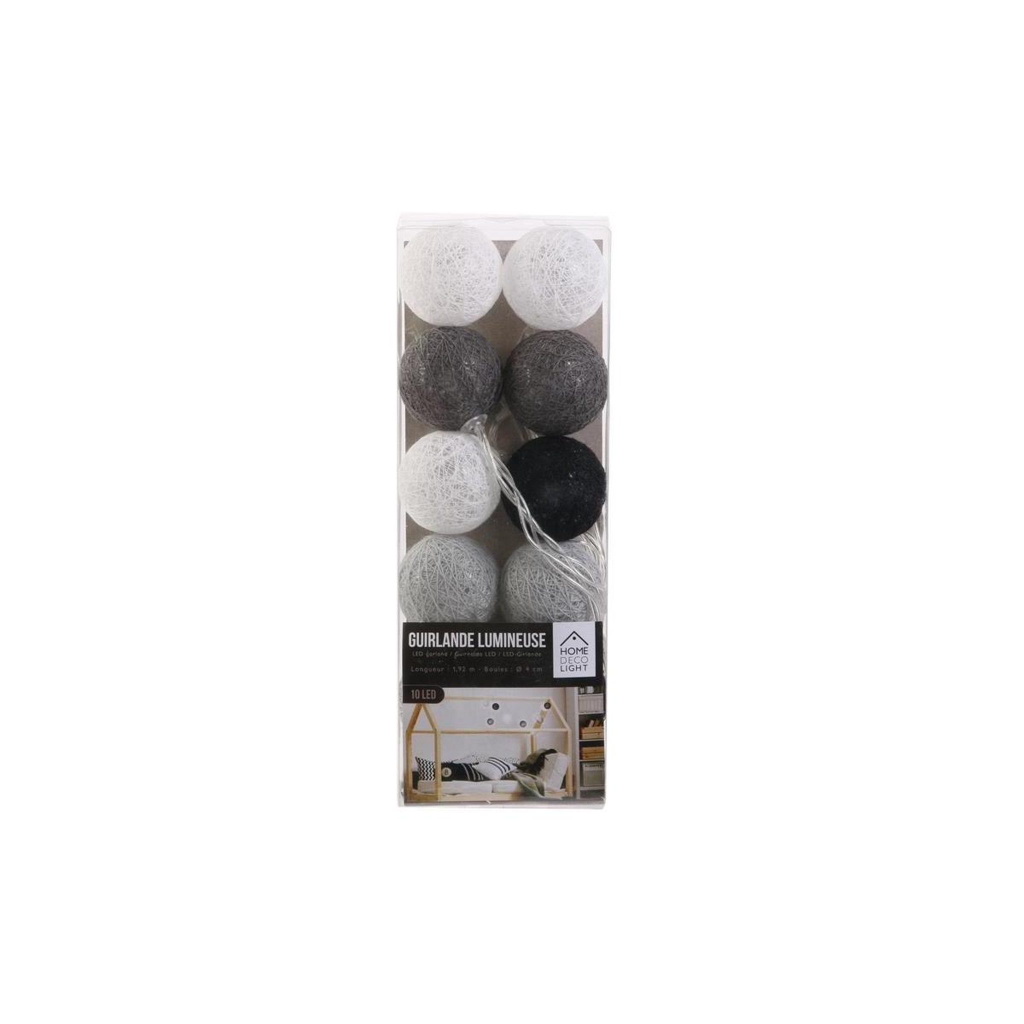 Voir la diapositive 4 : The Home Deco Factory Guirlande lumineuse à led  10 boules  192cm gris