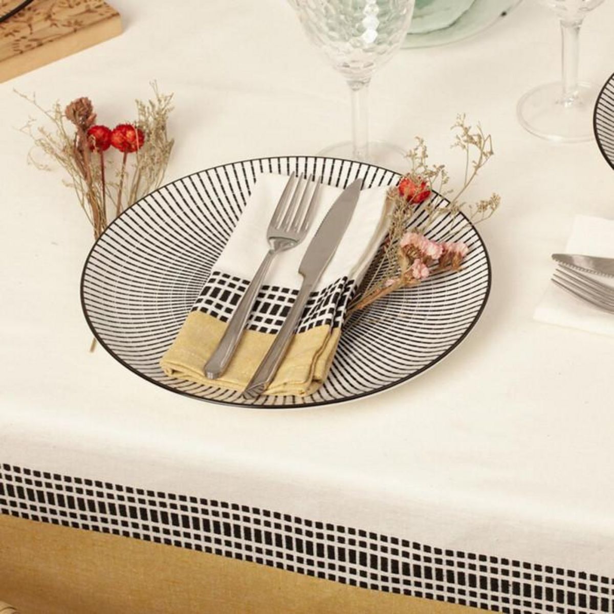 ATMOSPHERA Lot de 2 Serviettes de Table  Dolly  40x40cm Ocre