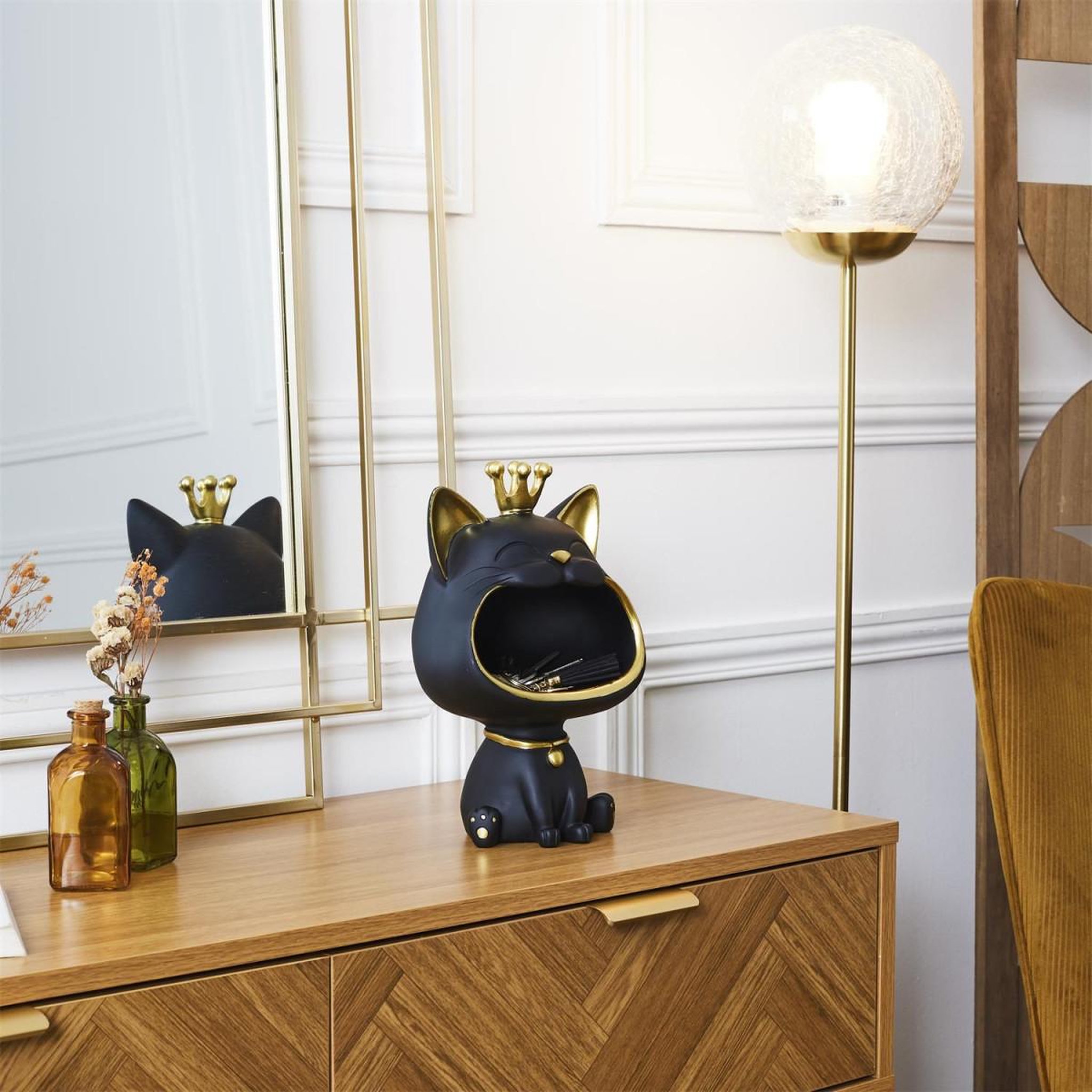Voir la diapositive 5 : The Home Deco Factory Vide-poche statue  chat  25cm noir