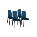 Lot de 4 chaises en velours JUNE. Coloris disponibles : Bleu, Gris
