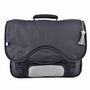 Voir la diapositive 1 : AUCHAN Cartable 41 cm CM1/CM2 noir pochette grise argentée